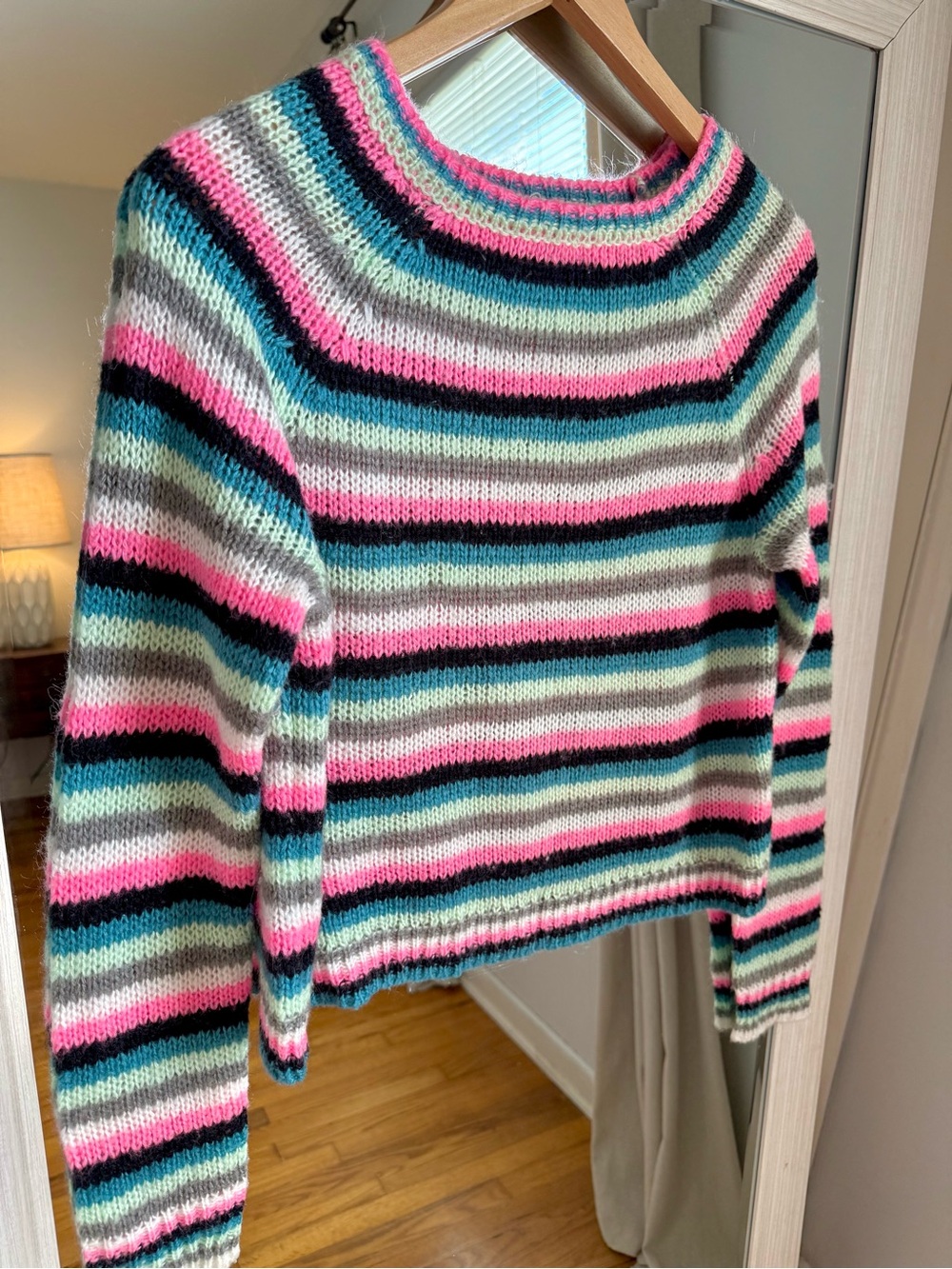Women’s Arizona Jean Co Vibrant Multicolor Striped Knit Crop Y2K Style Sweater